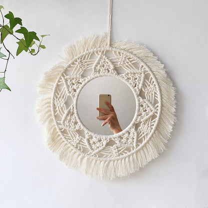 Boho Wall-Decorative Mirror Macrame Fringe - Orchid Unique 