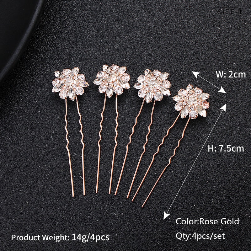 Efily Bridal Wedding Hair Accessories Rhinestone Hair Pins Forks for Women Pearl Hairpins Bride Headpiece Party Jewelry Gift - Orchid Unique  Orchid Unique 