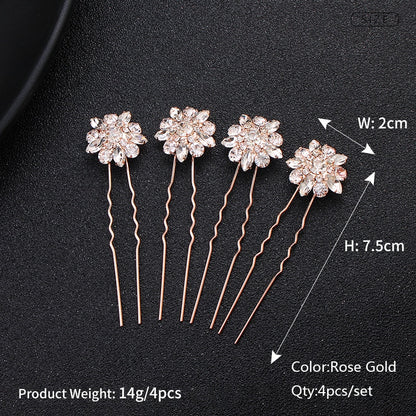 Efily Bridal Wedding Hair Accessories Rhinestone Hair Pins Forks for Women Pearl Hairpins Bride Headpiece Party Jewelry Gift - Orchid Unique 