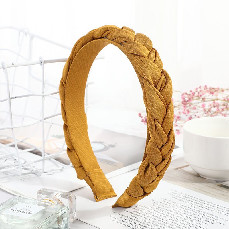 New Women Hairband Cross Knot Braid Twist Headband Adult Spring Autumn Shiny Color Headwear Wide Side Turban Hair Accessories - Orchid Unique  Orchid Unique 