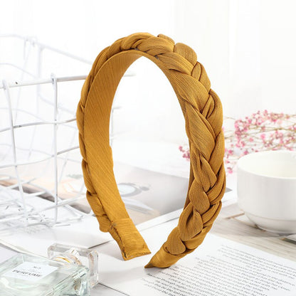 New Women Hairband Cross Knot Braid Twist Headband Adult Spring Autumn Shiny Color Headwear Wide Side Turban Hair Accessories - Orchid Unique 