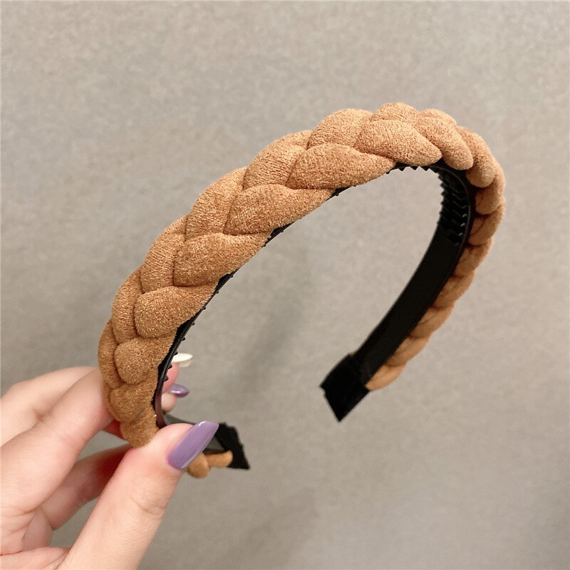 New Women Hairband Cross Knot Braid Twist Headband Adult Spring Autumn Shiny Color Headwear Wide Side Turban Hair Accessories - Orchid Unique  Orchid Unique 