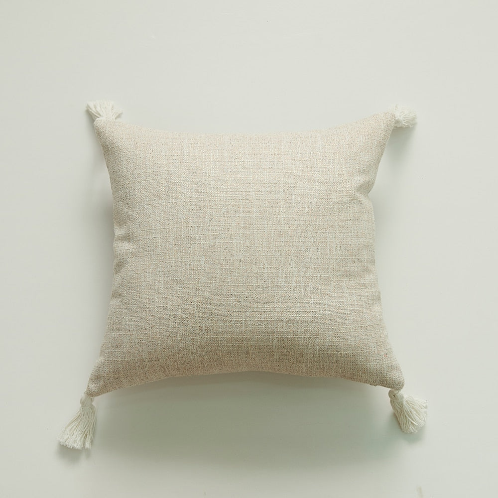 Cotton Hemp Tassel Pillow Cover - Orchid Unique 