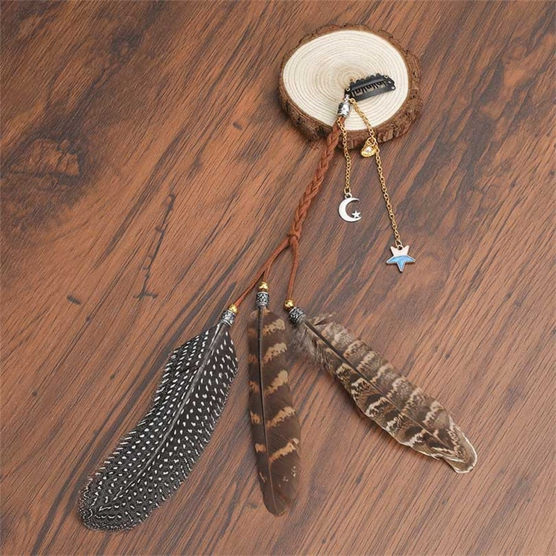 Levao Indian Festival Tassel Feather Hair Combs Hairpins for Women Hippie Headpiece Ethnic Head Band Hair Comb Clips Headwear - Orchid Unique 