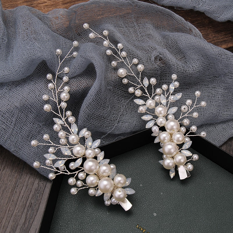 Rhinestone Pearl Hair Clip - Orchid Unique 