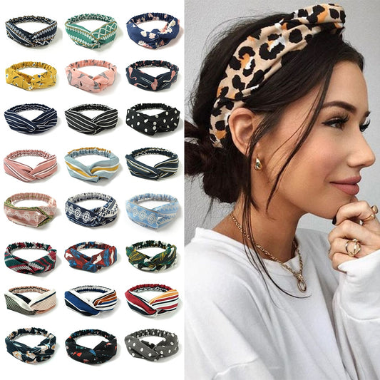 New print Knot Women Headband Vintage Hairband Girls Headwear Leopard Headband Hair Accessories dress Gift hair ties scrunchie - Orchid Unique