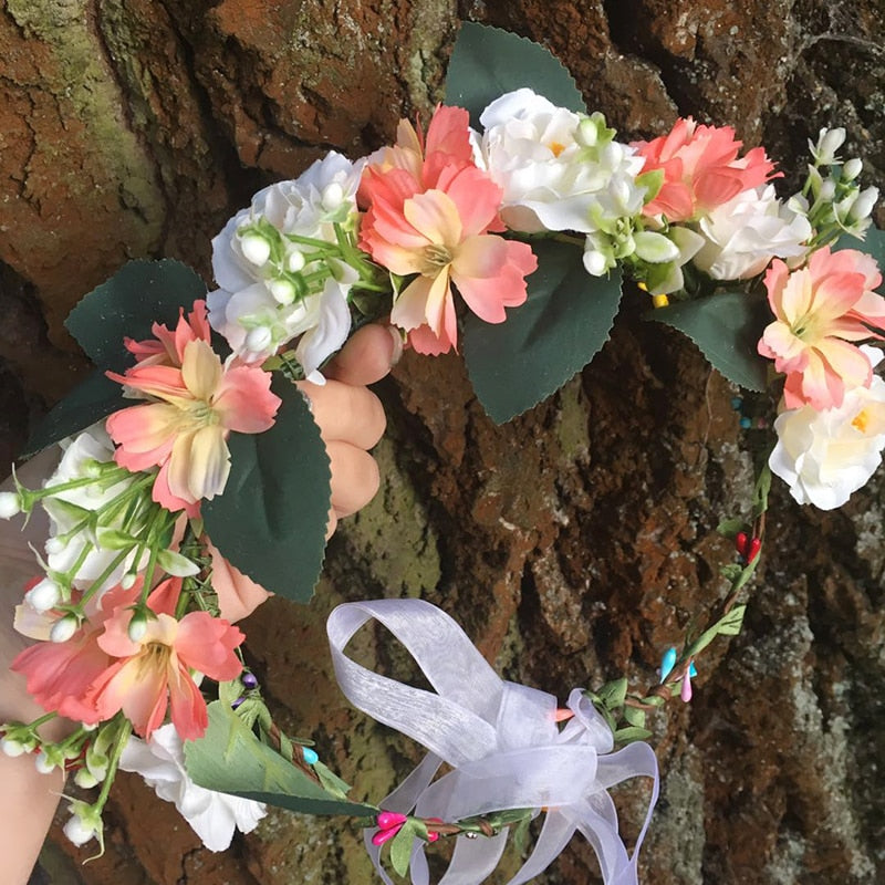 Rustic Bridesmaid Hair Flower Headbands Wedding Hair Accessories Bridal Flower Crown Headpieces Bridal Flower Girls Garland - Orchid Unique  Orchid Unique 