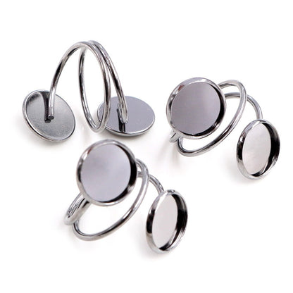 5pcs Silver Plated Ring Bezels - Orchid Unique 