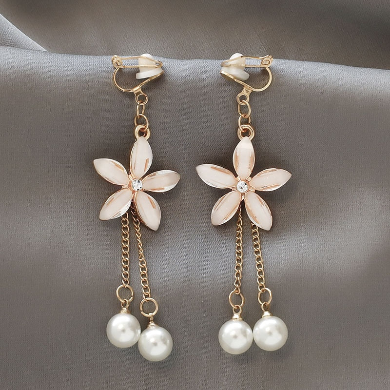 Cute Handmade pearl clip on Earrings - Orchid Unique 