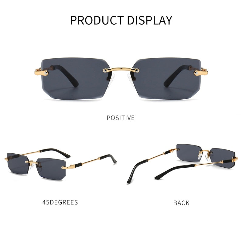 Rectangular Rimless Sunglasses - Orchid Unique 