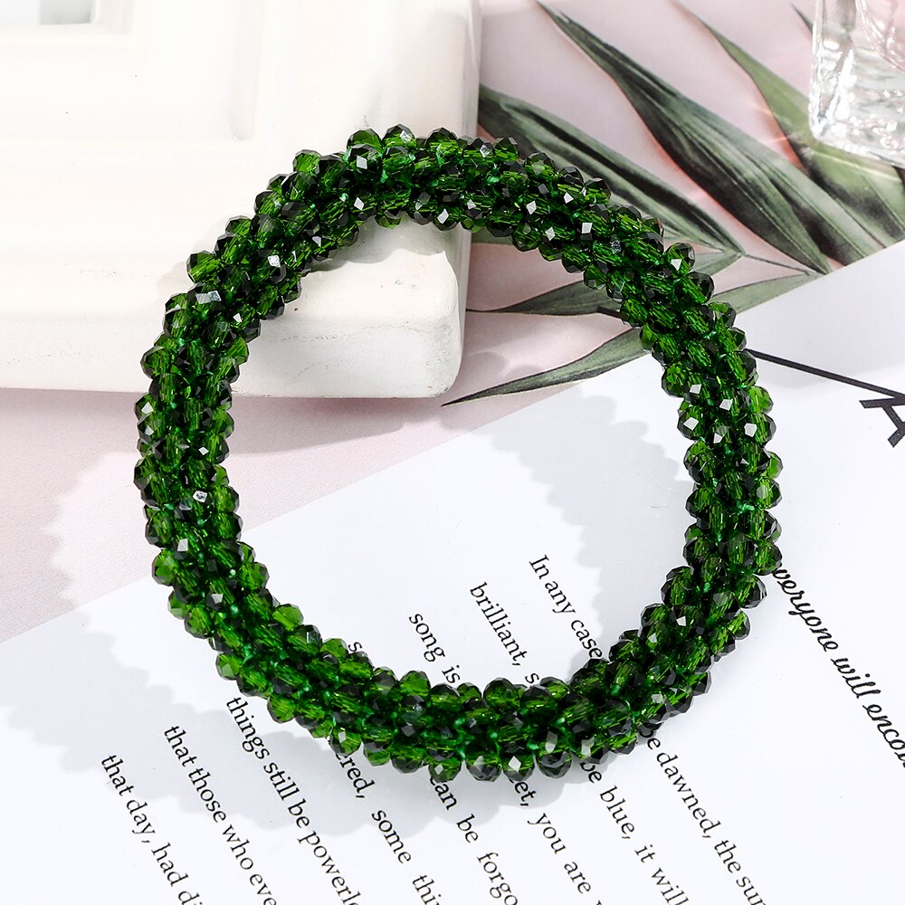 Levao Crystal Beads Hair Rope for Women Ponytail Scrunchies Elastic Hair Bands Beaded Rubber Hairband Hair Accessories - Orchid Unique  Orchid Unique 