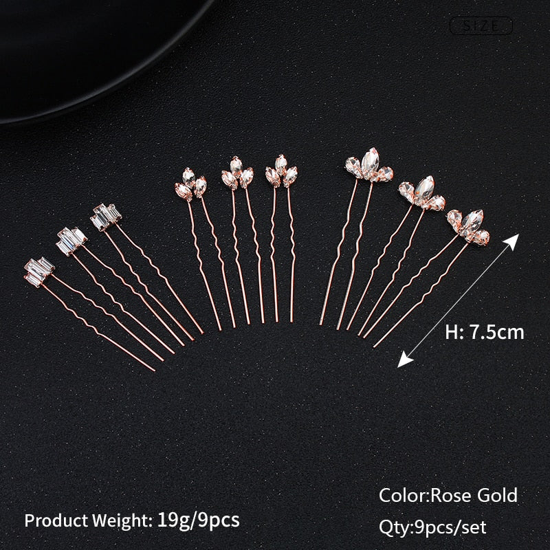 Efily Bridal Wedding Hair Accessories Rhinestone Hair Pins Forks for Women Pearl Hairpins Bride Headpiece Party Jewelry Gift - Orchid Unique  Orchid Unique 