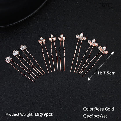 Efily Bridal Wedding Hair Accessories Rhinestone Hair Pins Forks for Women Pearl Hairpins Bride Headpiece Party Jewelry Gift - Orchid Unique 