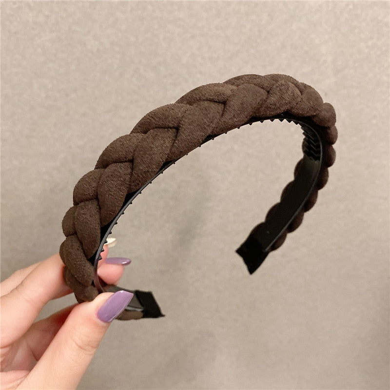 New Women Hairband Cross Knot Braid Twist Headband Adult Spring Autumn Shiny Color Headwear Wide Side Turban Hair Accessories - Orchid Unique  Orchid Unique 