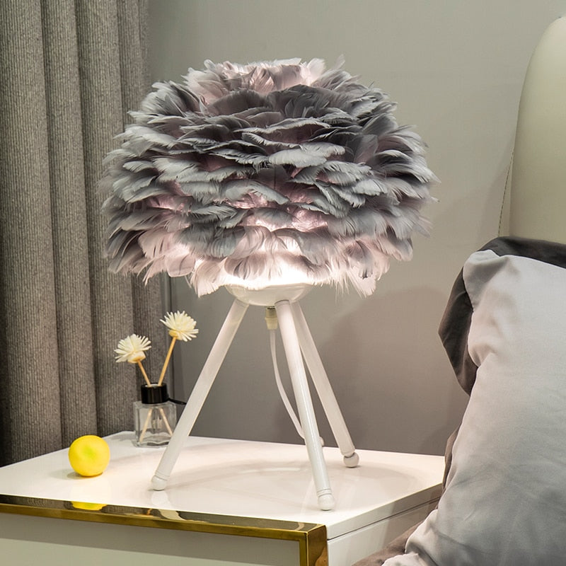 Feather Bedroom Table Lamp - Orchid Unique 