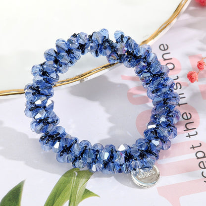 Levao Crystal Beads Hair Rope for Women Ponytail Scrunchies Elastic Hair Bands Beaded Rubber Hairband Hair Accessories - Orchid Unique 