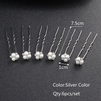 Efily Bridal Wedding Hair Accessories Rhinestone Hair Pins Forks for Women Pearl Hairpins Bride Headpiece Party Jewelry Gift - Orchid Unique 