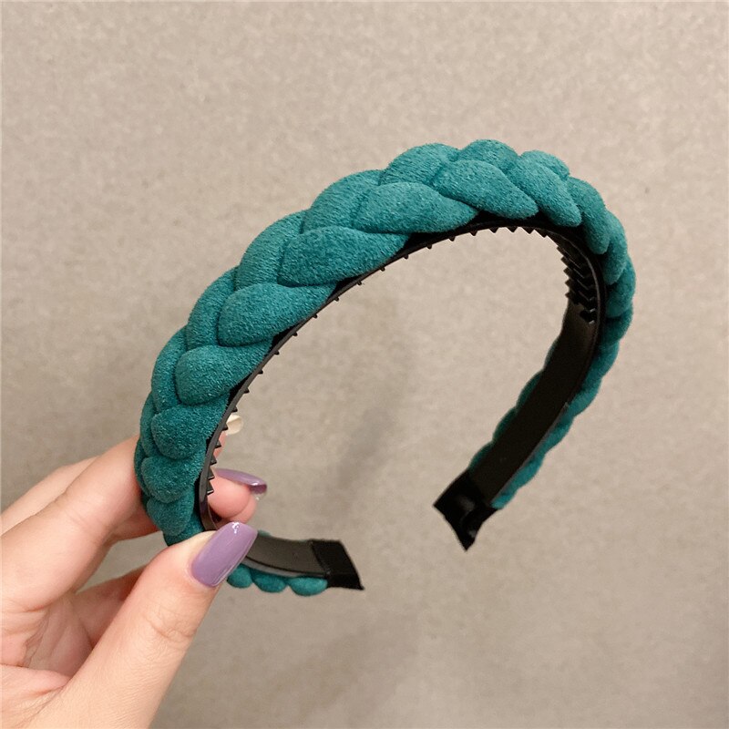 New Women Hairband Cross Knot Braid Twist Headband Adult Spring Autumn Shiny Color Headwear Wide Side Turban Hair Accessories - Orchid Unique  Orchid Unique 