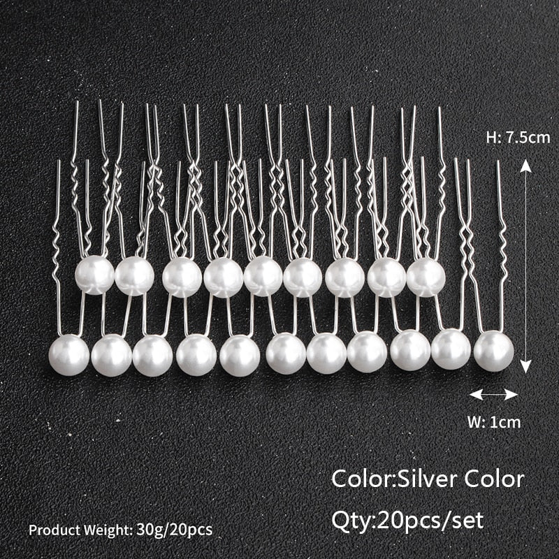 Efily Bridal Wedding Hair Accessories Rhinestone Hair Pins Forks for Women Pearl Hairpins Bride Headpiece Party Jewelry Gift - Orchid Unique  Orchid Unique 