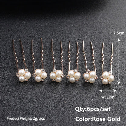 Efily Bridal Wedding Hair Accessories Rhinestone Hair Pins Forks for Women Pearl Hairpins Bride Headpiece Party Jewelry Gift - Orchid Unique 