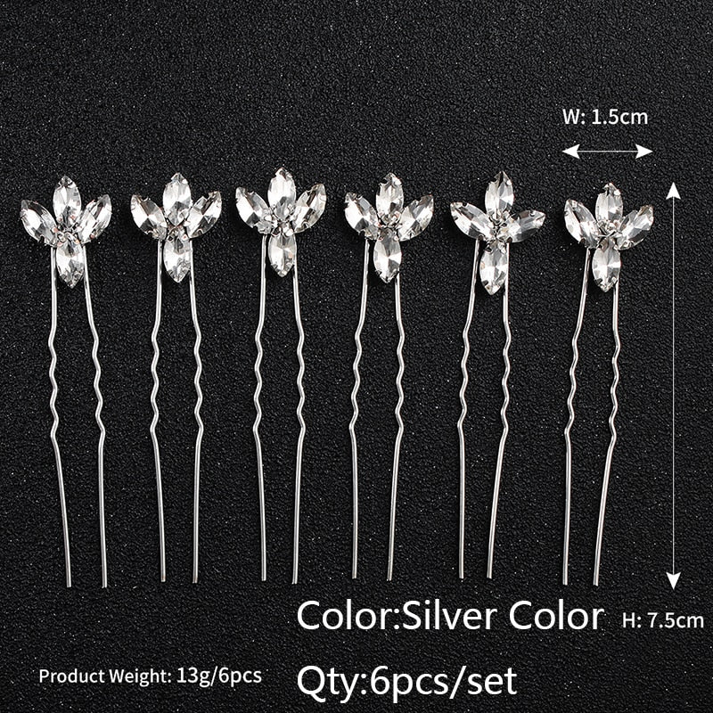 Efily Bridal Wedding Hair Accessories Rhinestone Hair Pins Forks for Women Pearl Hairpins Bride Headpiece Party Jewelry Gift - Orchid Unique  Orchid Unique 