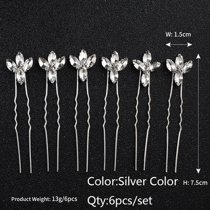 Efily Bridal Wedding Hair Accessories Rhinestone Hair Pins Forks for Women Pearl Hairpins Bride Headpiece Party Jewelry Gift - Orchid Unique 