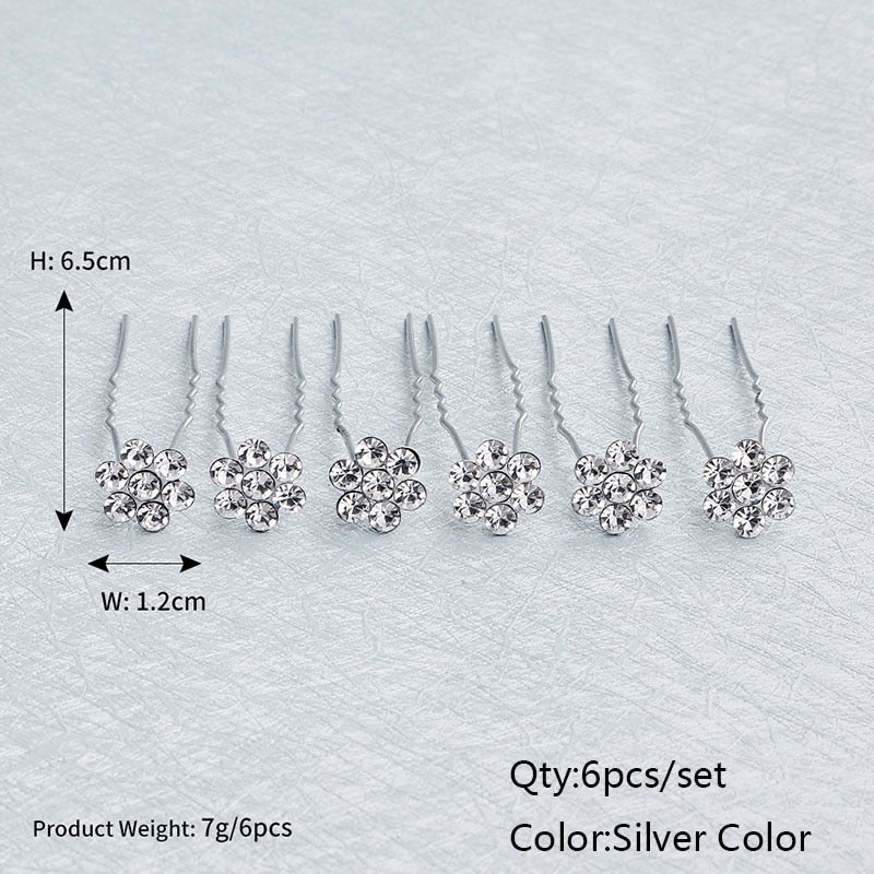 Efily Bridal Wedding Hair Accessories Rhinestone Hair Pins Forks for Women Pearl Hairpins Bride Headpiece Party Jewelry Gift - Orchid Unique  Orchid Unique 