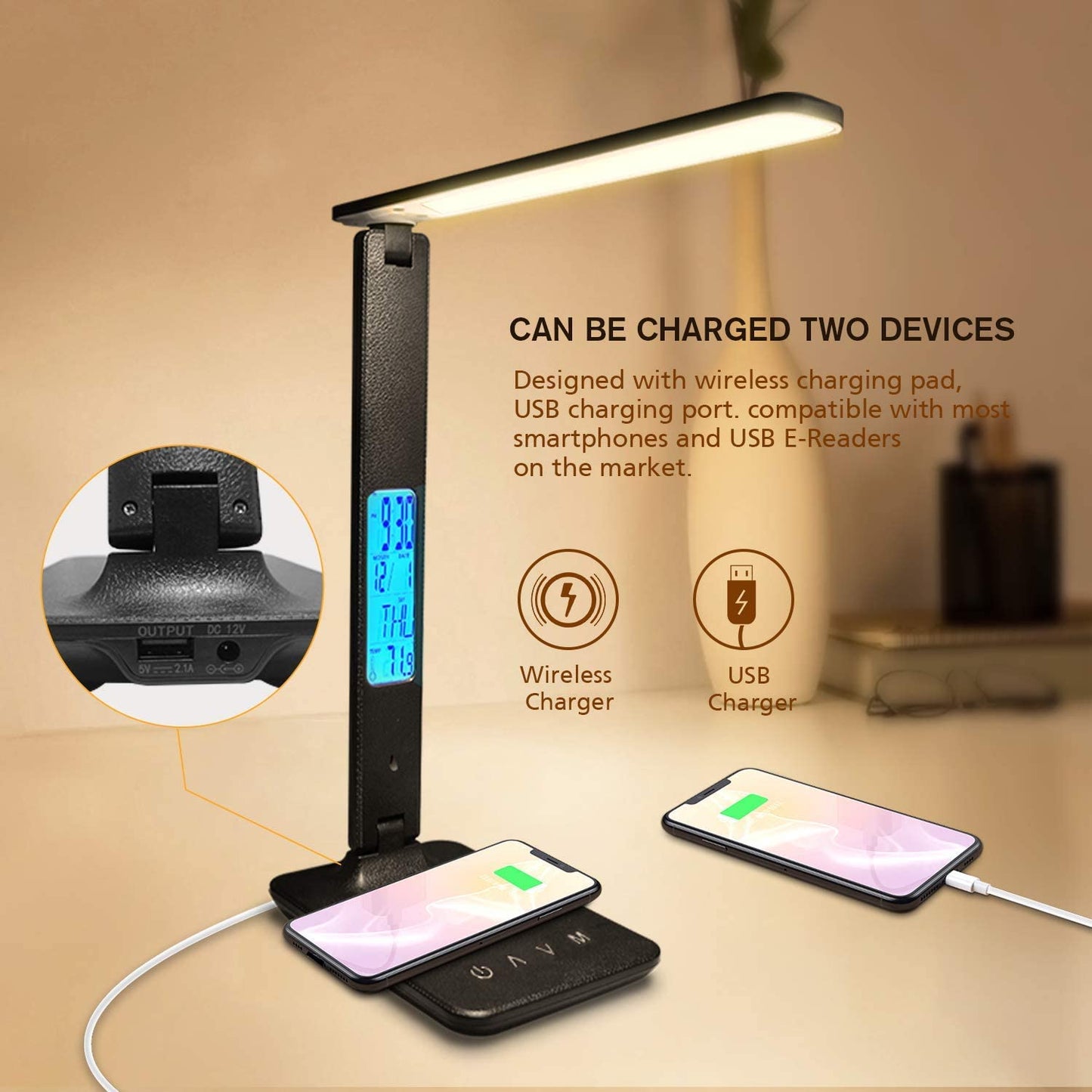 LAOPAO 10W QI Wireless Charging LED Desk Lamp - Orchid Unique  Orchid Unique 