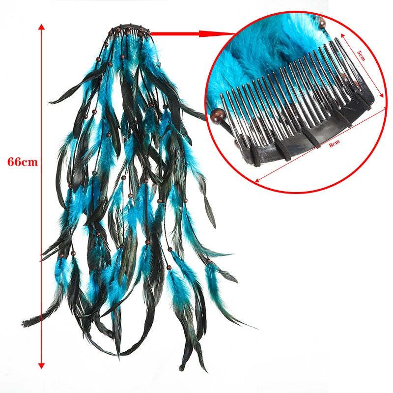 Levao Indian Festival Tassel Feather Hair Combs Hairpins for Women Hippie Headpiece Ethnic Head Band Hair Comb Clips Headwear - Orchid Unique  Orchid Unique 