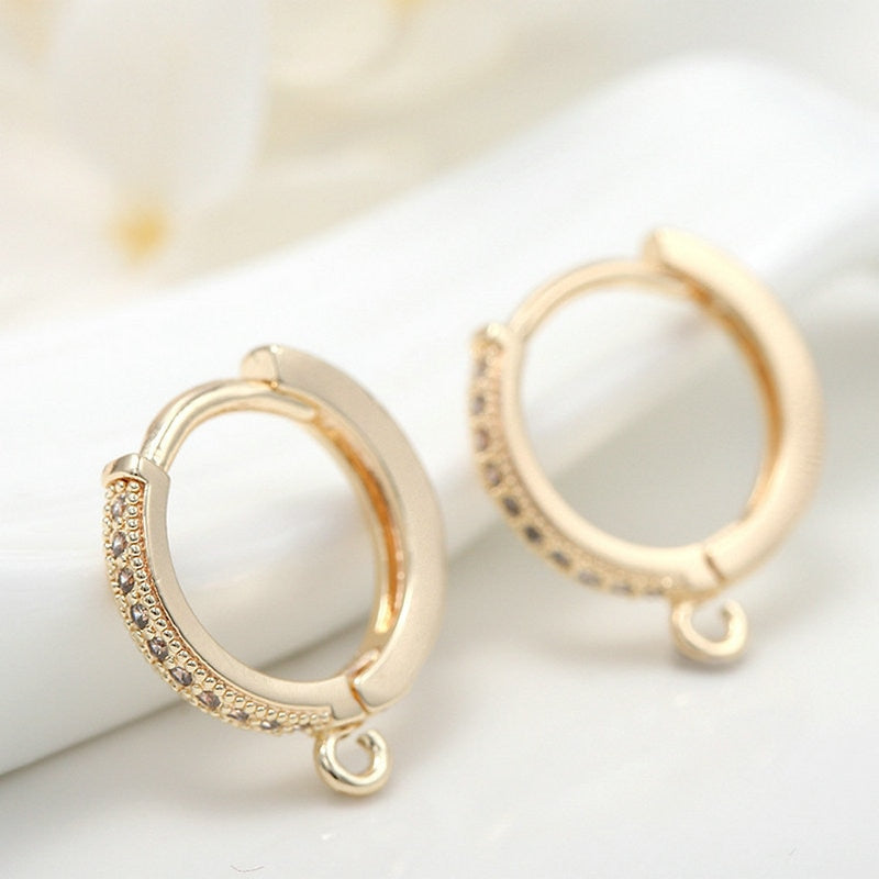 Hoop Hooks Earring 14k Gold Plated Inlaid Zircon - Orchid Unique 