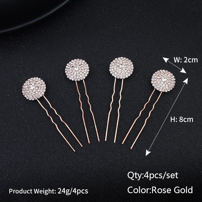 Efily Bridal Wedding Hair Accessories Rhinestone Hair Pins Forks for Women Pearl Hairpins Bride Headpiece Party Jewelry Gift - Orchid Unique  Orchid Unique 