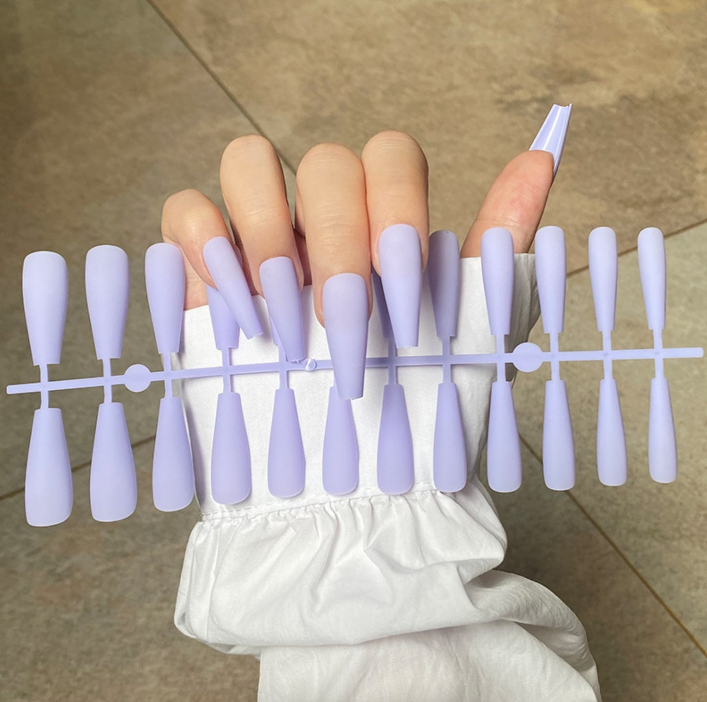 Matte Super Long Coffin False Nails - Orchid Unique  Orchid Unique 