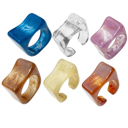 Colorful Transparent Resin Acrylic Rings Set - Orchid Unique 