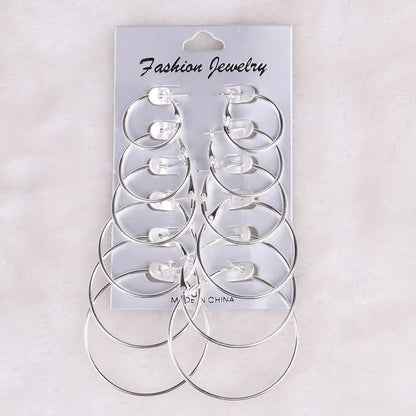 6Pairs Punk Hoop Earrings Set - Orchid Unique 