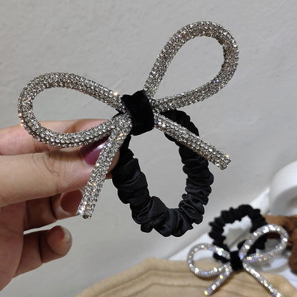 South Korea&#39;s Dongdaemun Shiny diamond-studded bow hair ring head rope ins fashionable wild sweet tie hair rubber band Women - Orchid Unique 