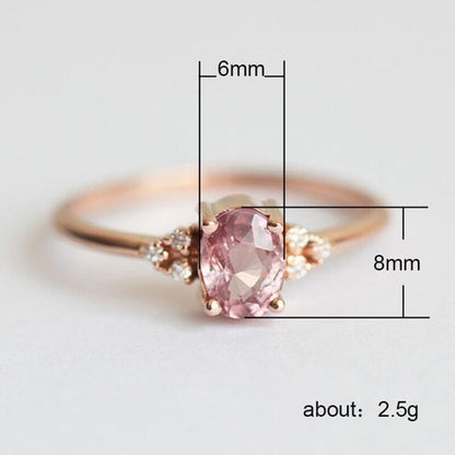 Dainty Pink Oval Crystal Ring - Orchid Unique 