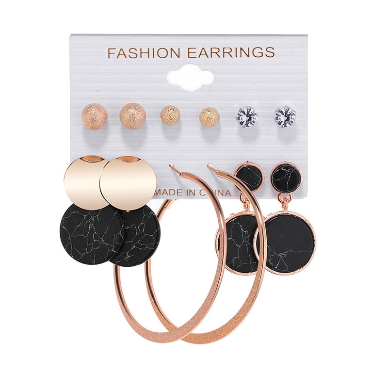 6Pairs Punk Hoop Earrings Set - Orchid Unique 