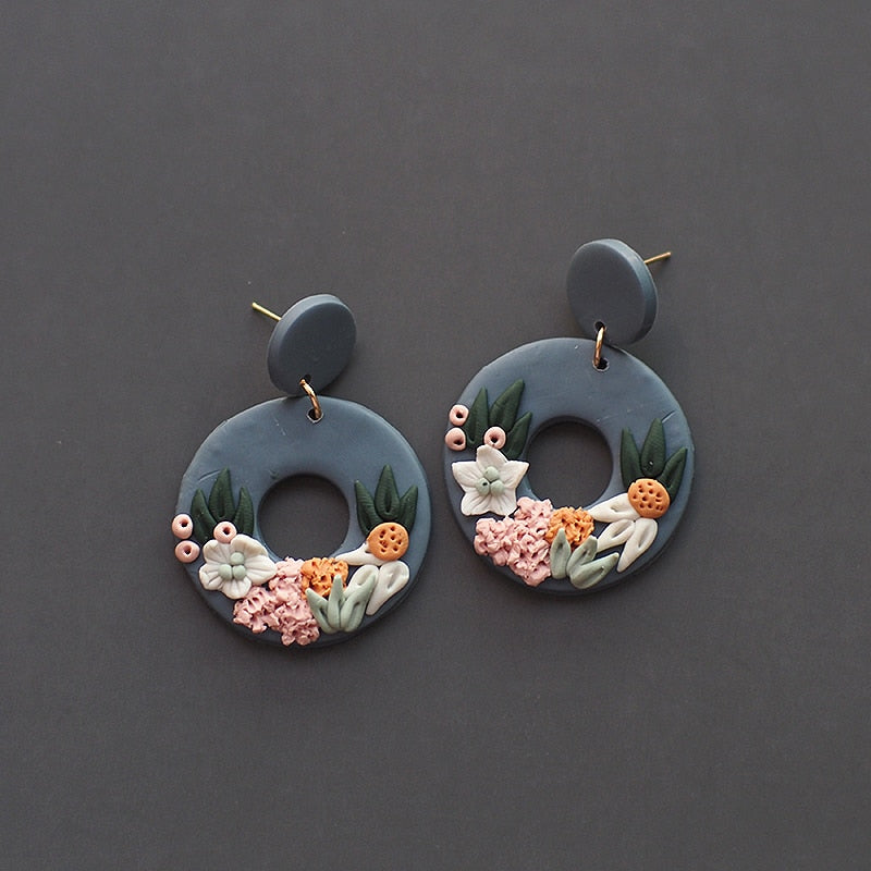 Handmade Crafts Molded Floral Earrings - Orchid Unique 