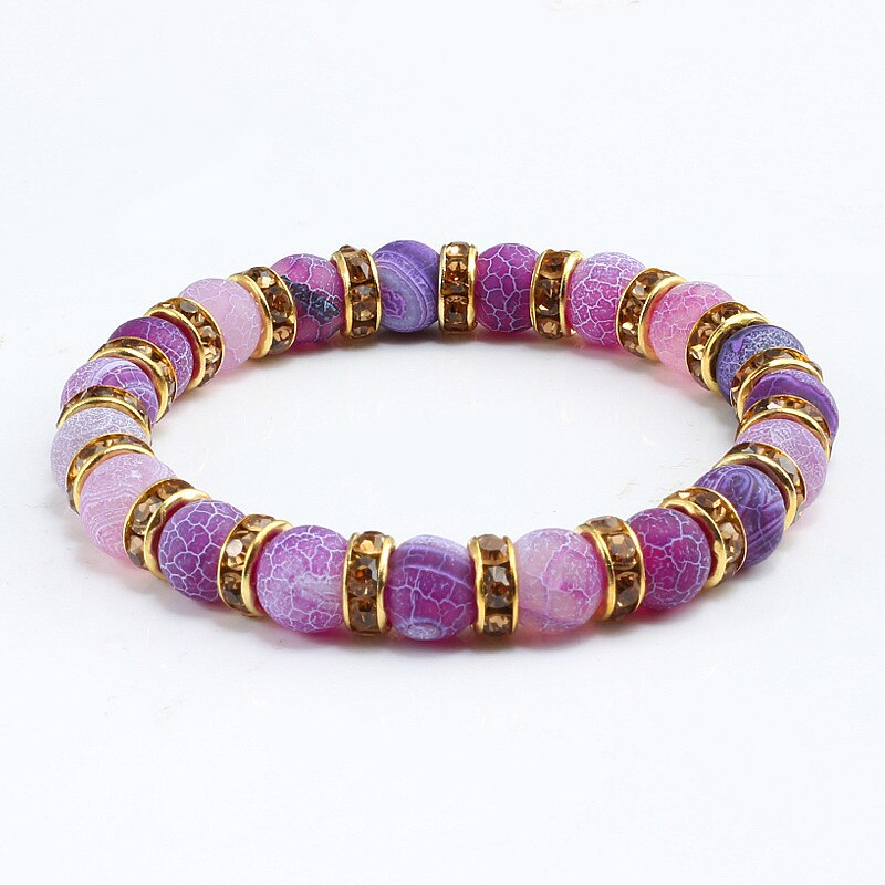 Classic Purple Crystal Beaded Chakra Bracelet - Orchid Unique 