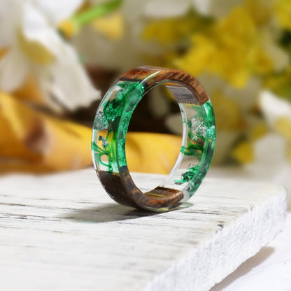 Handmade Dried Flower Epoxy Ring - Orchid Unique 