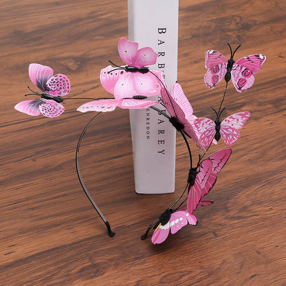 Haimeikang Handmade Blue Butterfly Headband Big Ladies Costume Hair Accessories Show Ladies Tea Show Hairband Headpieces - Orchid Unique 