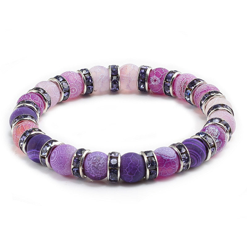 Classic Purple Crystal Beaded Chakra Bracelet - Orchid Unique 