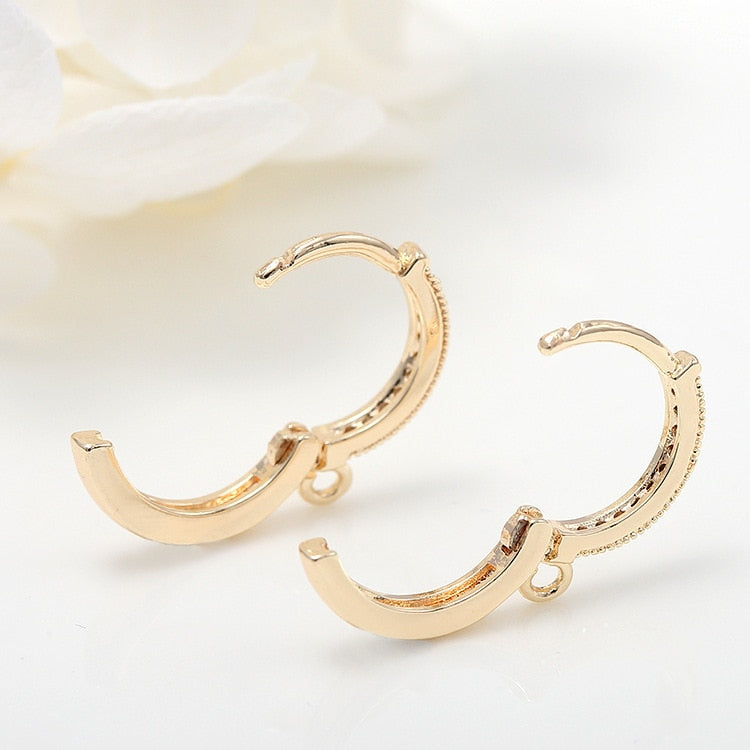 Hoop Hooks Earring 14k Gold Plated Inlaid Zircon - Orchid Unique 