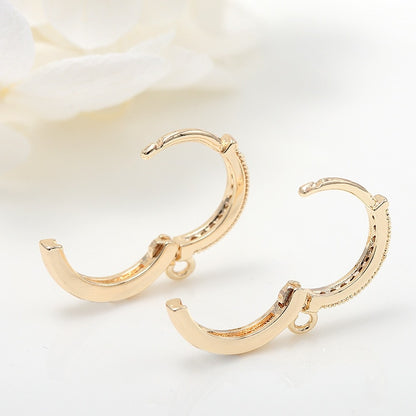 Hoop Hooks Earring 14k Gold Plated Inlaid Zircon - Orchid Unique 