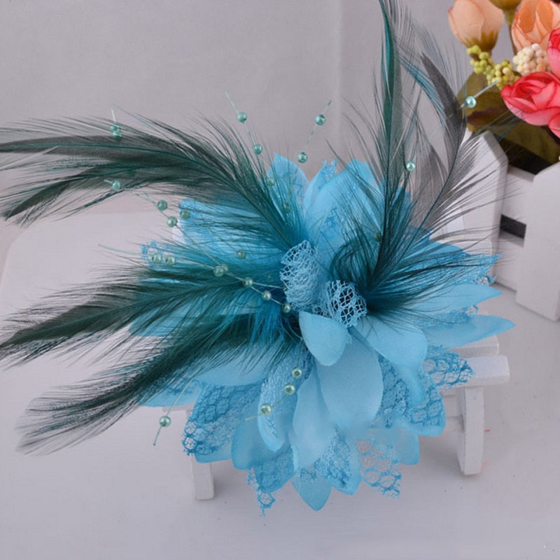 Feather Bead Corsage Hair Clip - Orchid Unique  Orchid Unique 