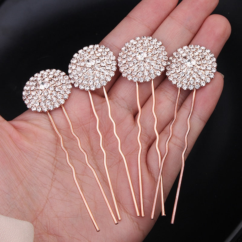 Efily Bridal Wedding Hair Accessories Rhinestone Hair Pins Forks for Women Pearl Hairpins Bride Headpiece Party Jewelry Gift - Orchid Unique  Orchid Unique 