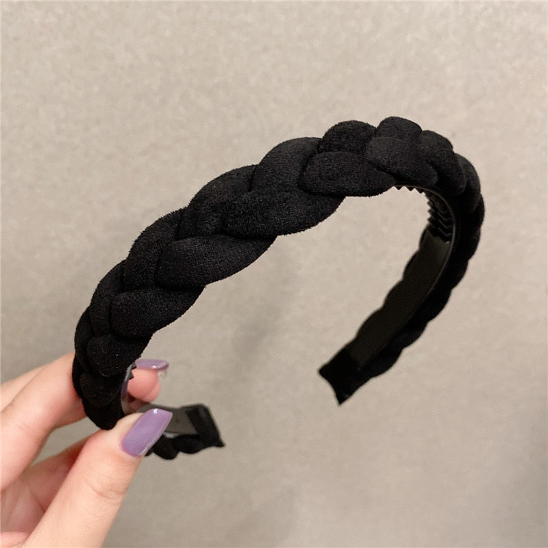 New Women Hairband Cross Knot Braid Twist Headband Adult Spring Autumn Shiny Color Headwear Wide Side Turban Hair Accessories - Orchid Unique  Orchid Unique 