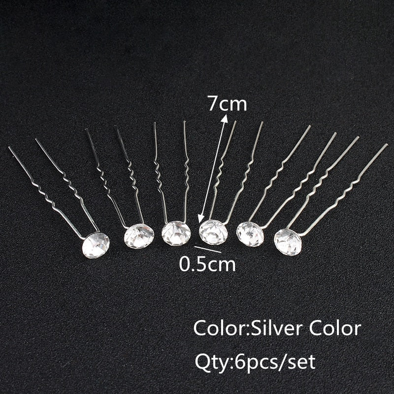 Efily Bridal Wedding Hair Accessories Rhinestone Hair Pins Forks for Women Pearl Hairpins Bride Headpiece Party Jewelry Gift - Orchid Unique  Orchid Unique 