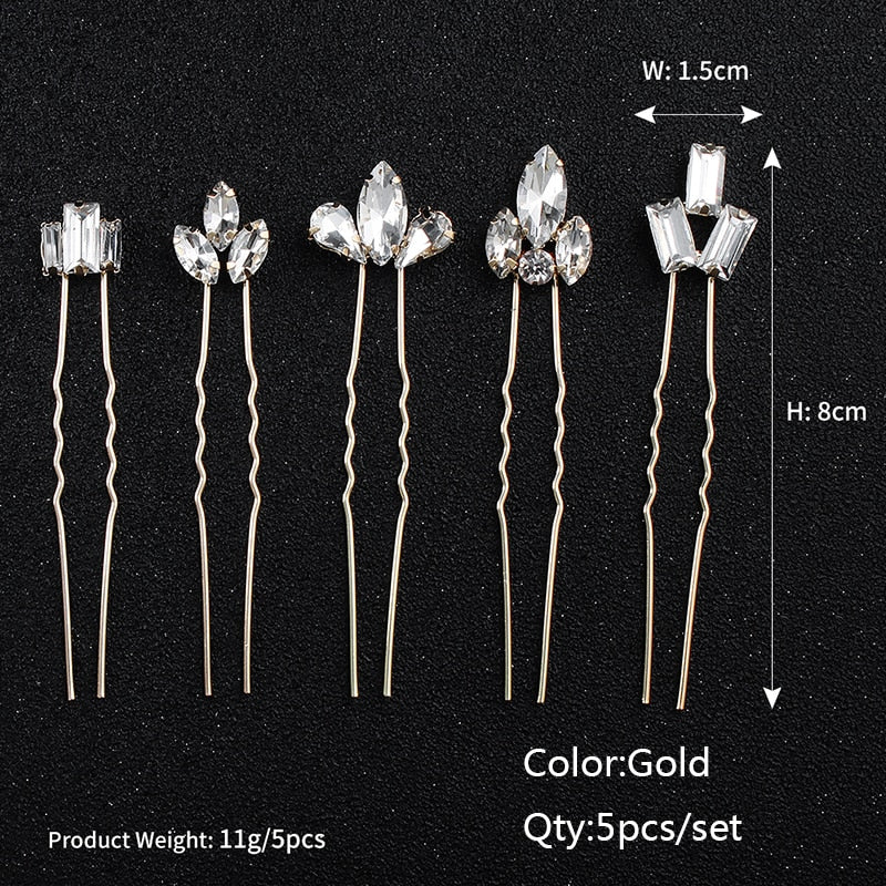 Efily Bridal Wedding Hair Accessories Rhinestone Hair Pins Forks for Women Pearl Hairpins Bride Headpiece Party Jewelry Gift - Orchid Unique  Orchid Unique 