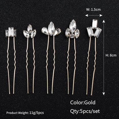 Efily Bridal Wedding Hair Accessories Rhinestone Hair Pins Forks for Women Pearl Hairpins Bride Headpiece Party Jewelry Gift - Orchid Unique 